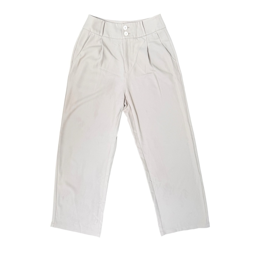 Small Cream Straight Leg Mid Rise Trousers